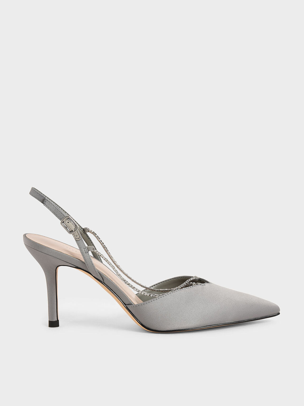 Crystal-Embellished Slingback Pumps, Light Blue, hi-res