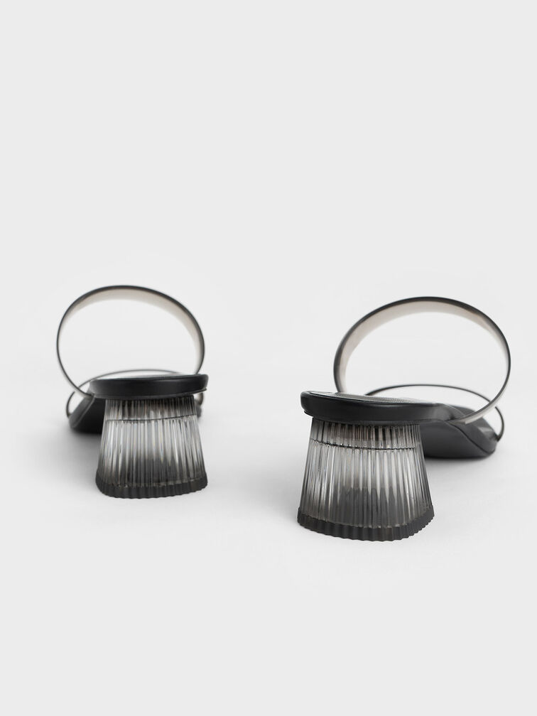 Double Strap See-Through Mules, Black, hi-res