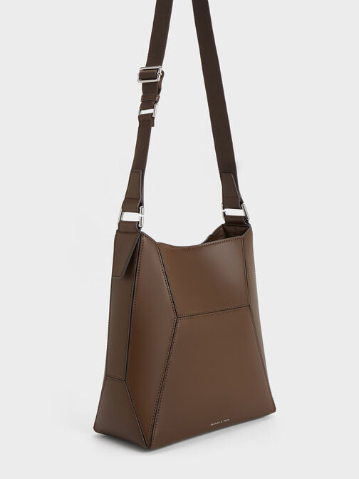 Nasrin Geometric Tote Bag, Dark Brown, hi-res