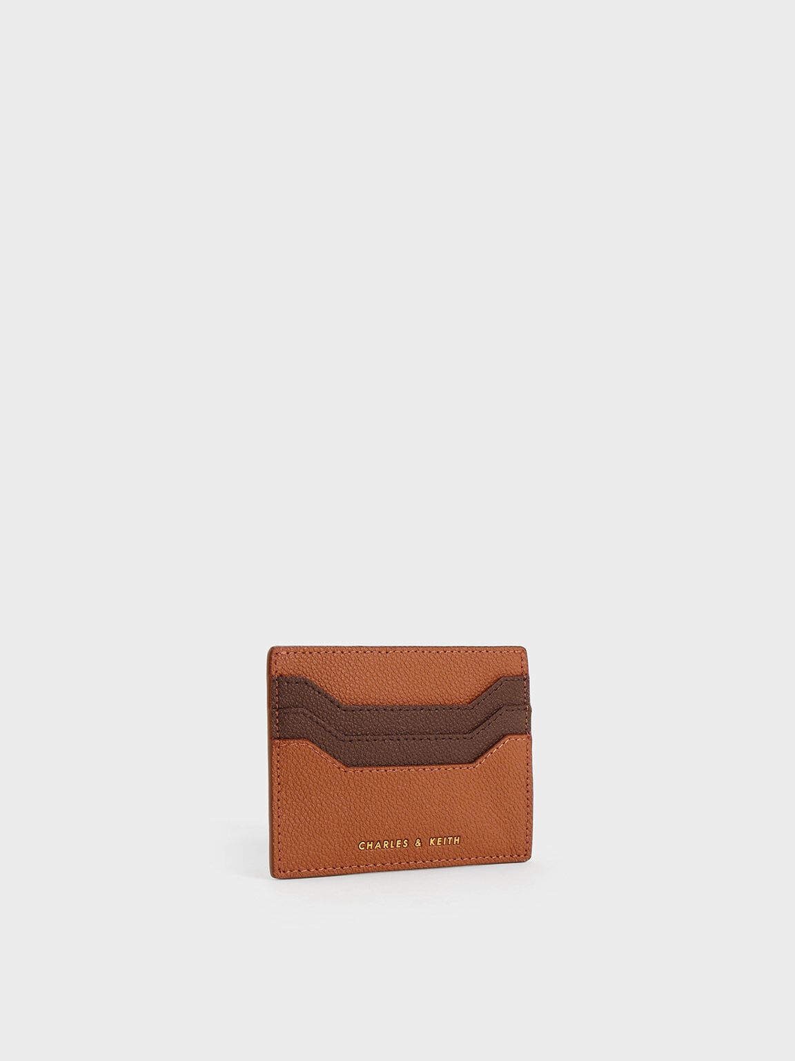 Geometric Multi-Slot Cardholder, Cognac, hi-res