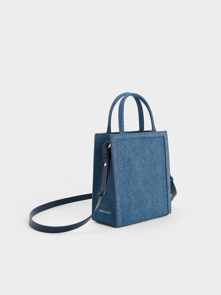 Denim Double Handle Tote Bag, Denim Blue, hi-res