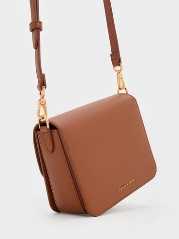 Gabine Leather Crossbody Bag, Cognac, hi-res