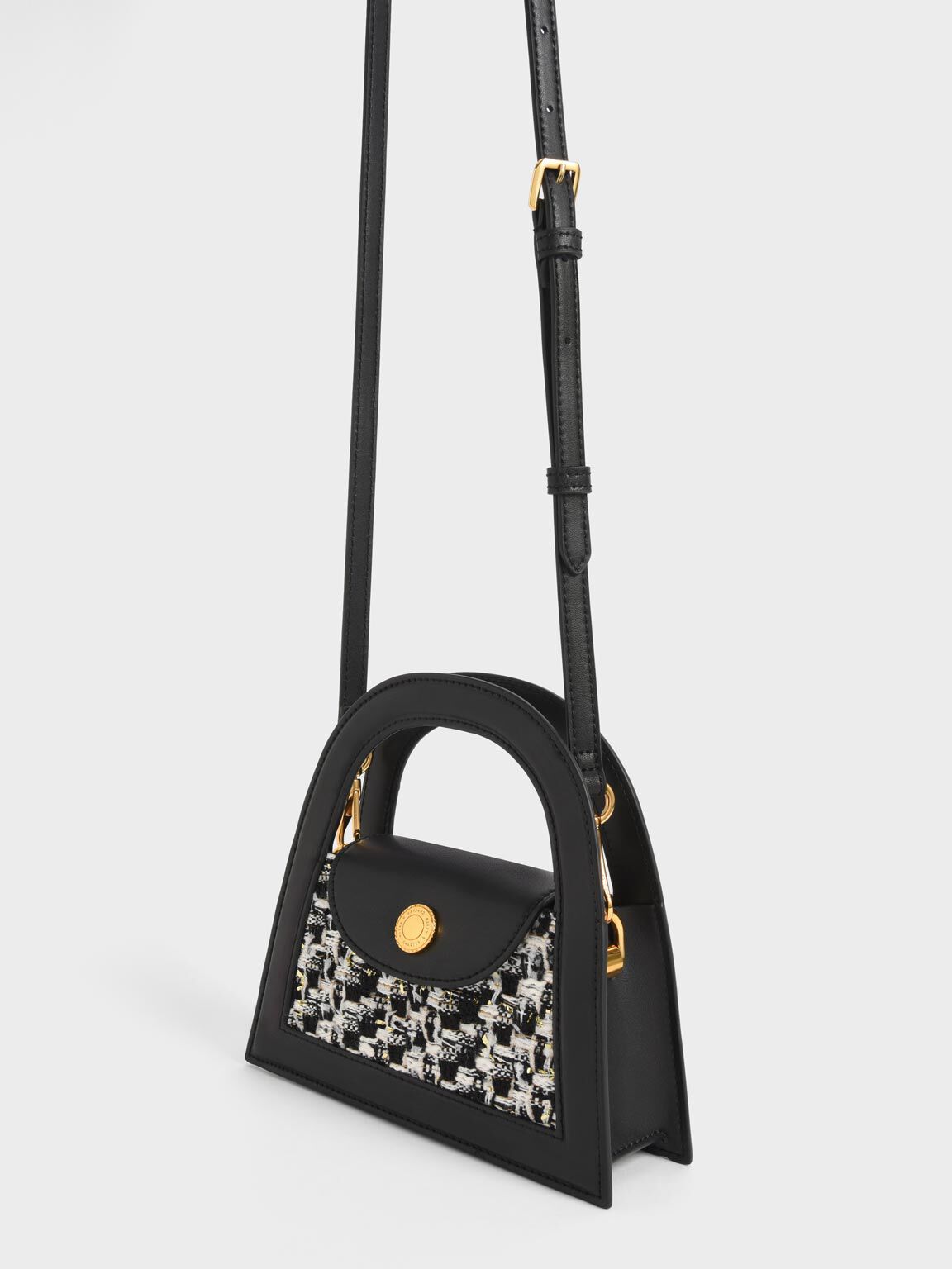 Este Tweed Trapeze Bag, Black, hi-res