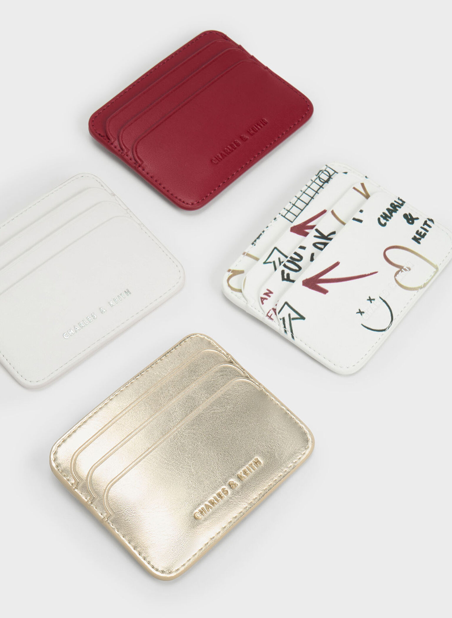 Multi-Slot Card Holder, Gold, hi-res