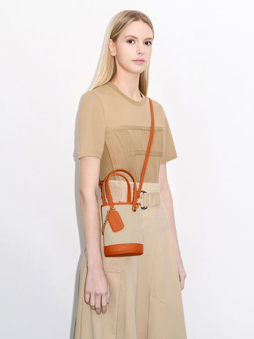 Avis Cylindrical Bucket Bag, Orange, hi-res
