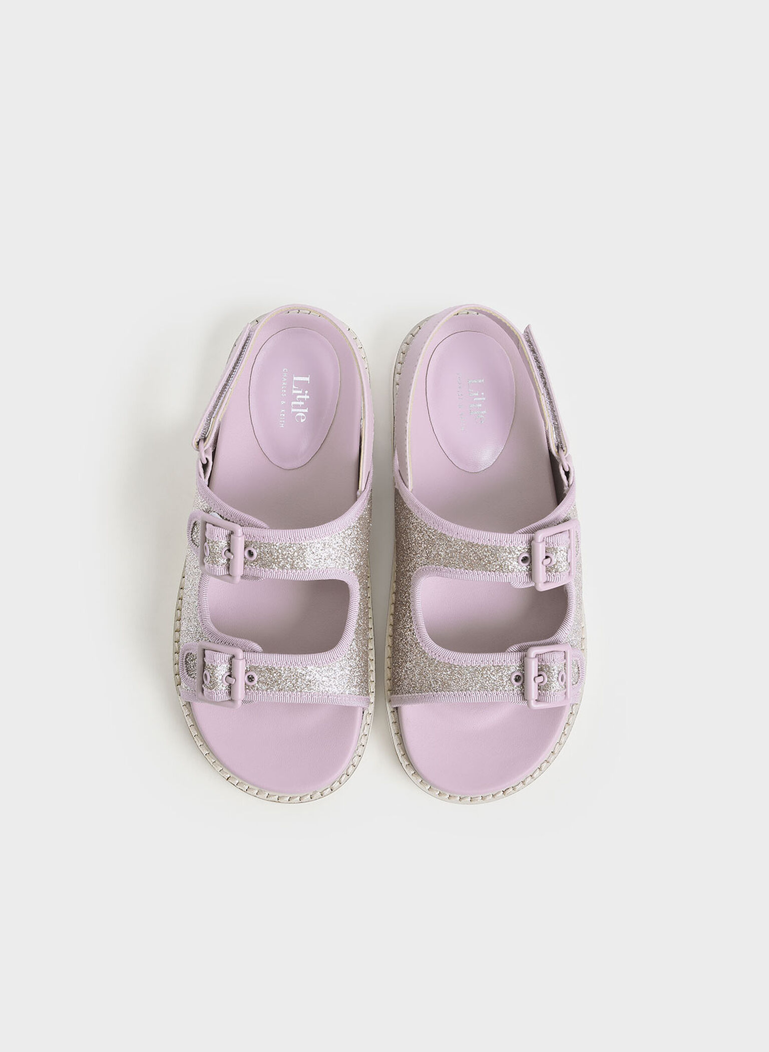 Girls' Glitter Sports Sandals, Lilac, hi-res