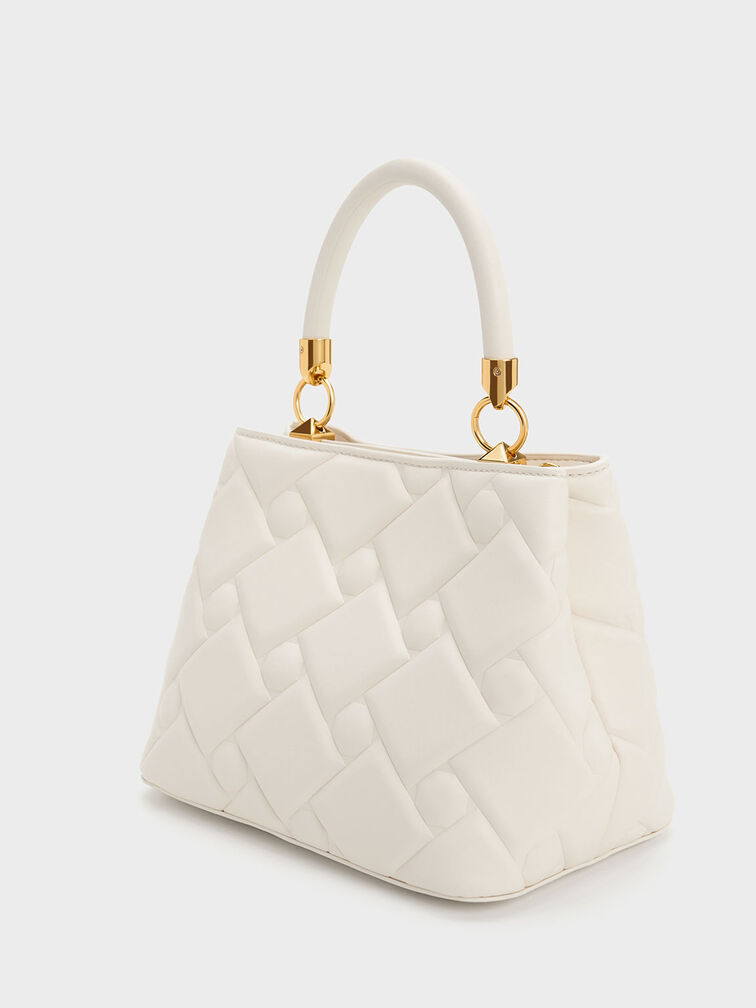 Tillie Quilted Top Handle Bag - Cream