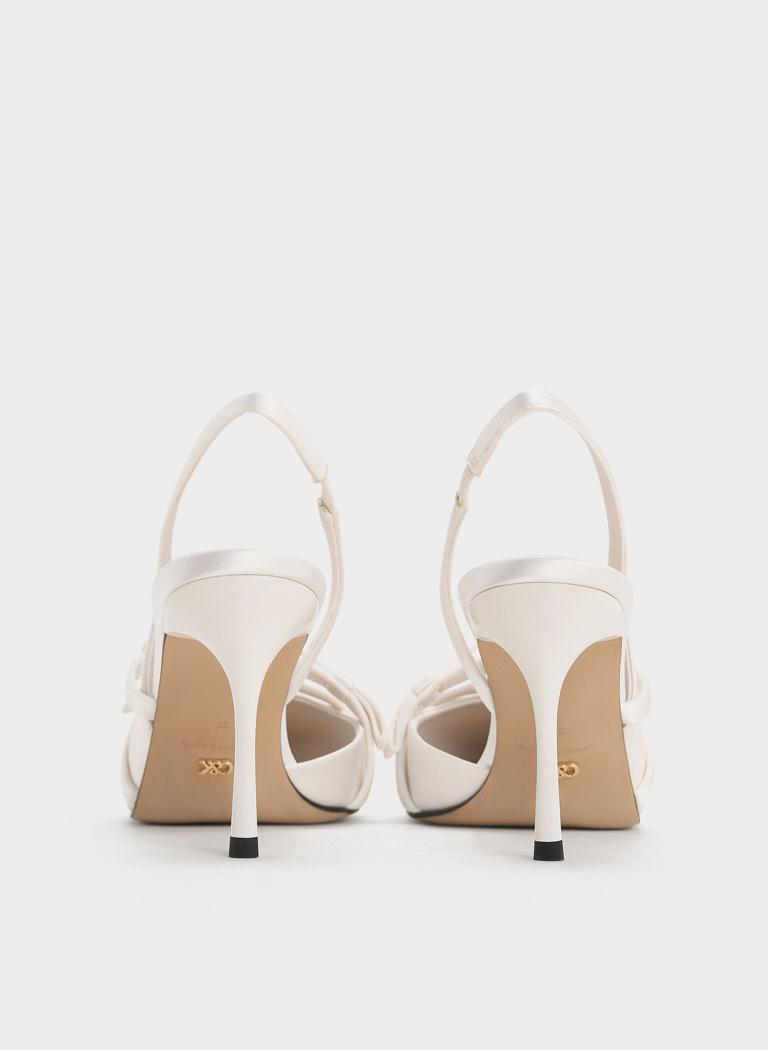 Zapatos de tacón destalonados Jessy con lazo de poliéster reciclado, Blanco, hi-res