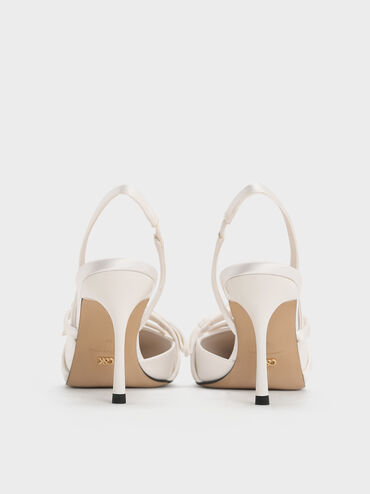 Jessy Recycled Polyester Bow Slingback Pumps, White, hi-res
