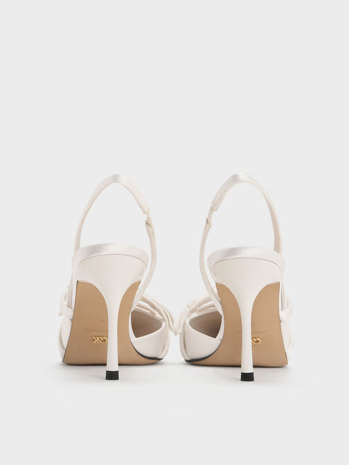 Jessy Recycled Polyester Bow Slingback Pumps, White, hi-res