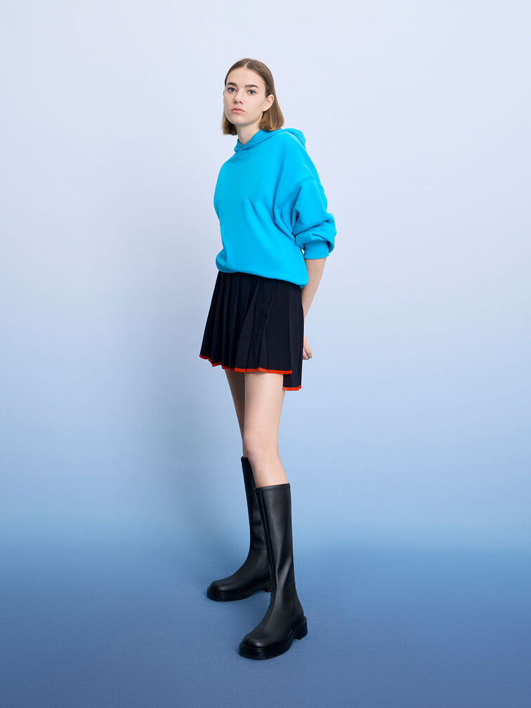 Block Heel Knee-High Boots, Black, hi-res