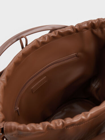 Calypso Fan Curved-Handle Bag, Chocolate, hi-res