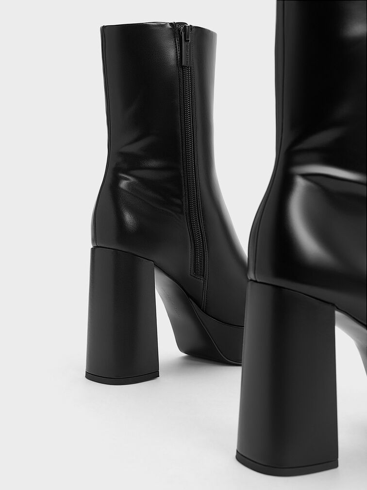 Platform Side-Zip Ankle Boots, Black, hi-res