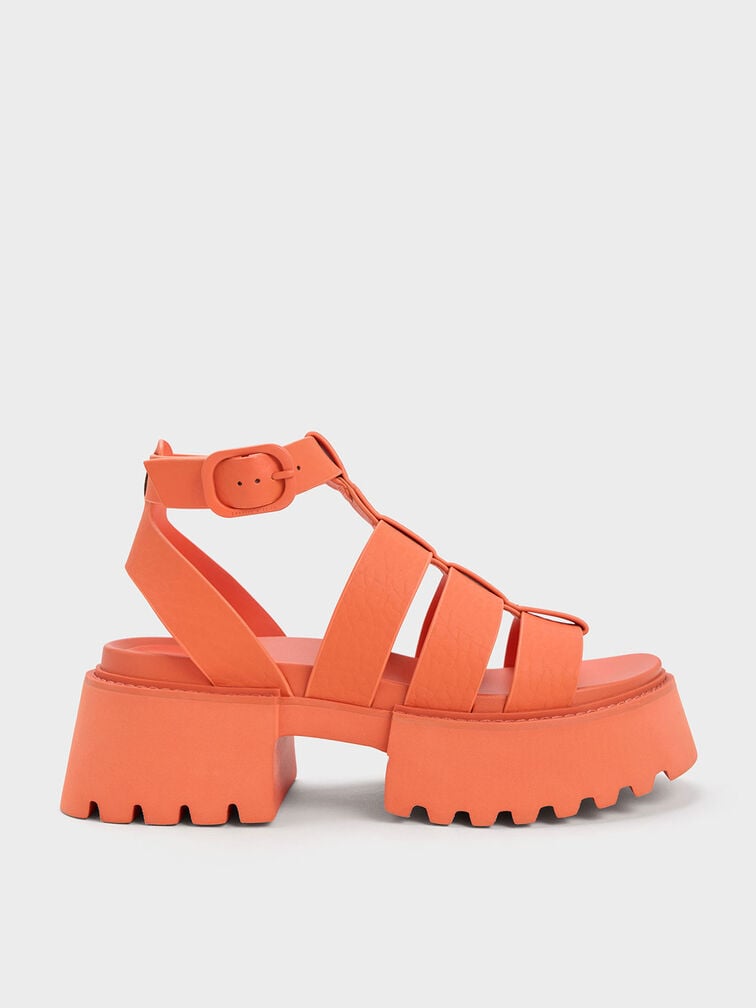 Nadine Gladiator Platform Sandals, Orange, hi-res