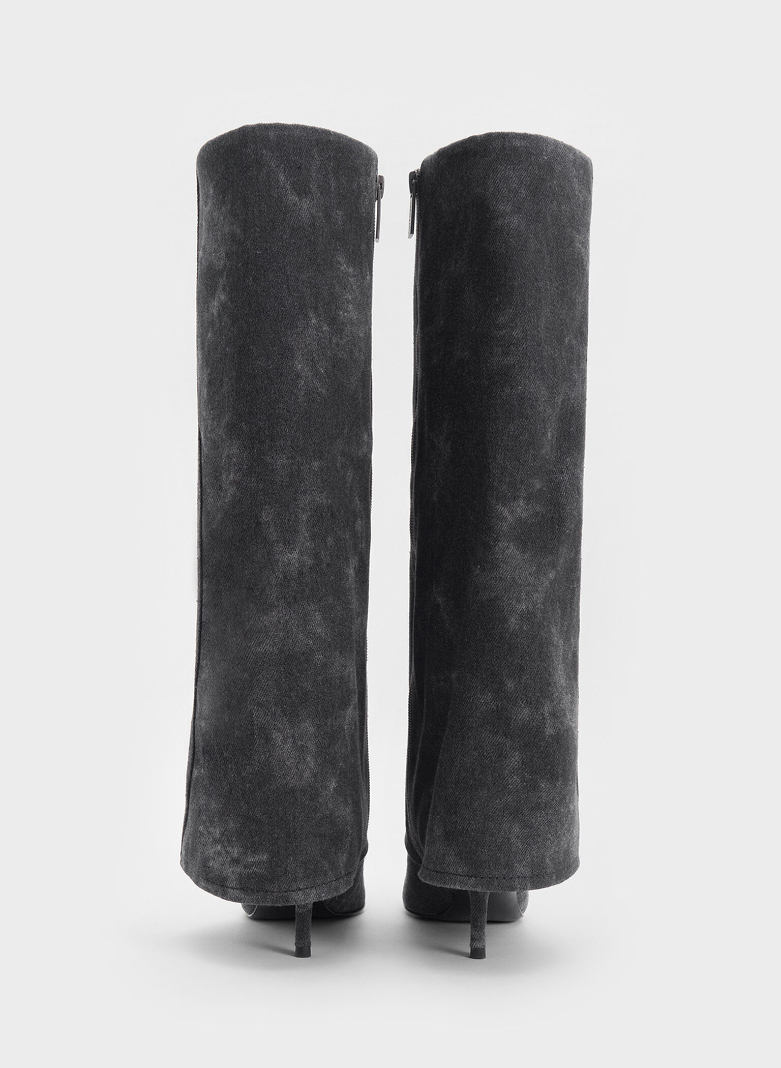 Botas vaqueras hasta la rodilla dobladas, Gris oscuro, hi-res