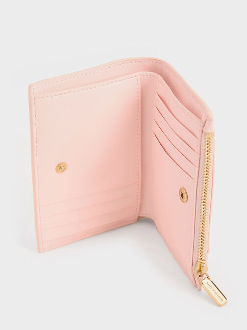 Eleni 菱格拉鍊短夾, 淺粉色, hi-res