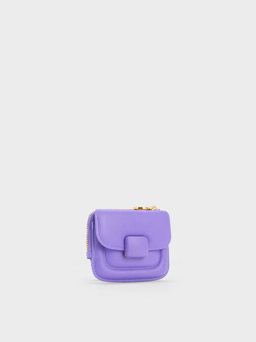 Koa 皮繩拉鍊錢包, 紫色, hi-res