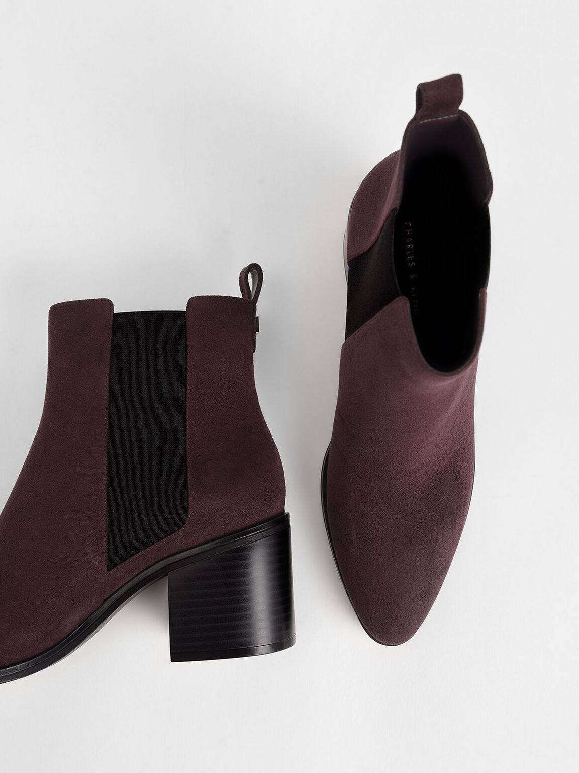 Textured Block Heel Chelsea Boots, Purple, hi-res