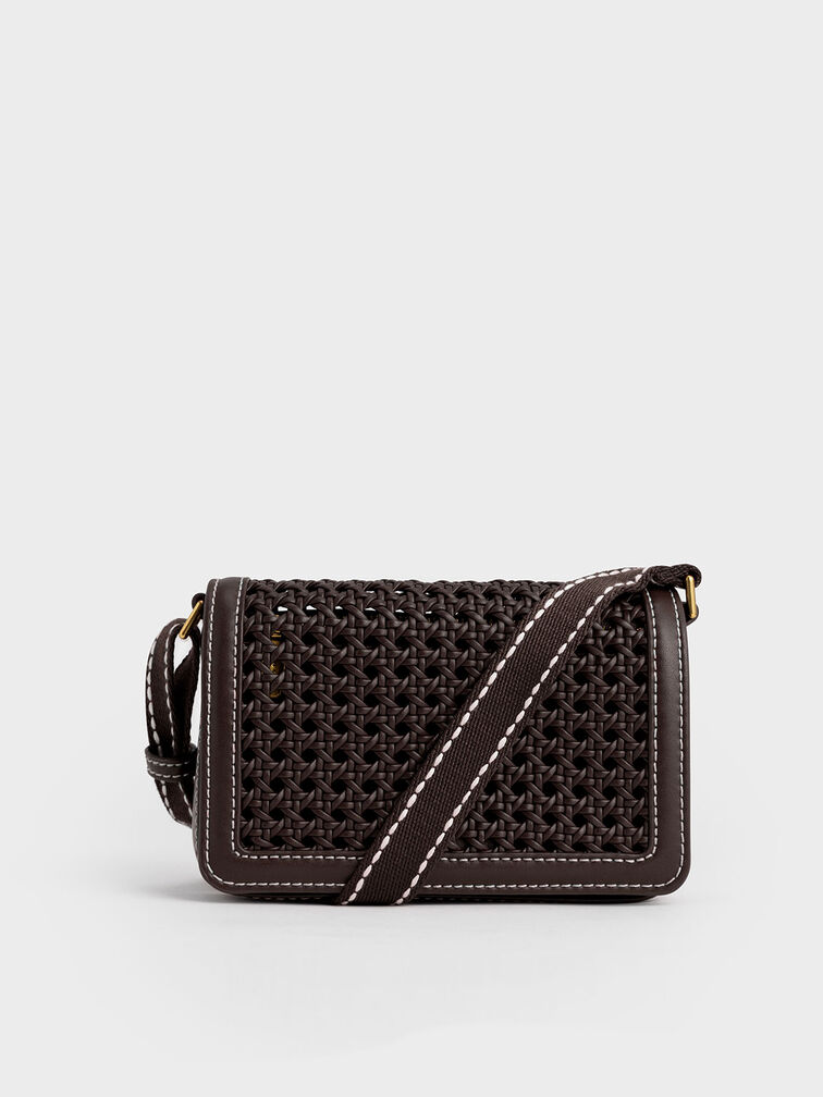 Cecily Woven Shoulder Bag, Dark Moss, hi-res