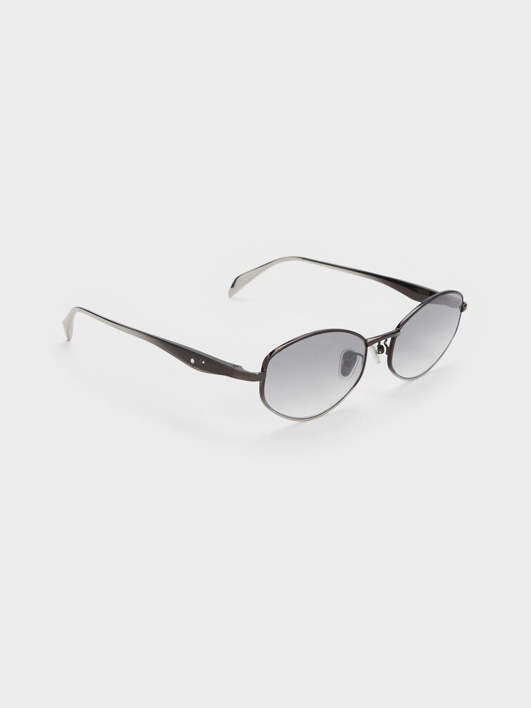 Celestia Ombre Crystal-Accent Oval Sunglasses, Grey, hi-res