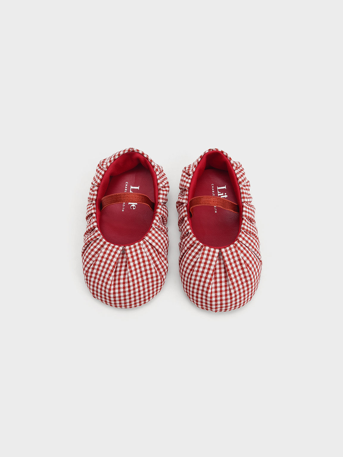 Baby Girls Check Print Ballerina Flats Red