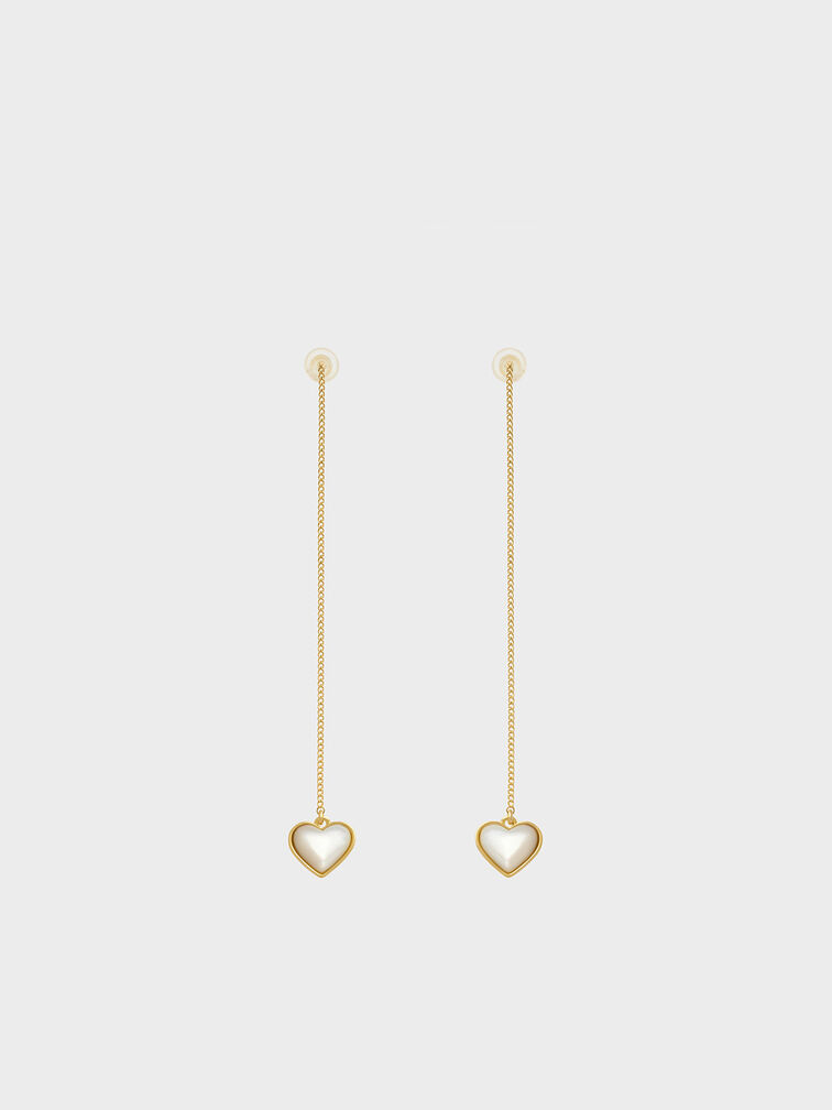 Annalise Heart Stone Drop Earrings, Gold, hi-res