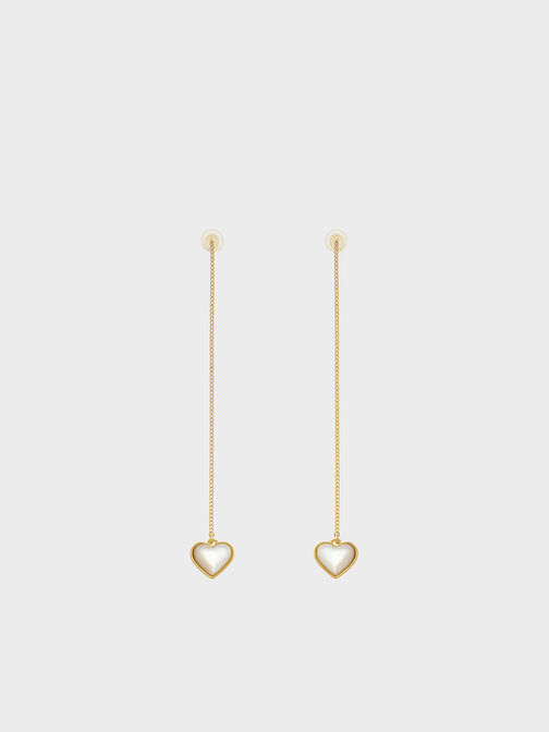 Annalise Heart Stone Drop Earrings, Gold, hi-res