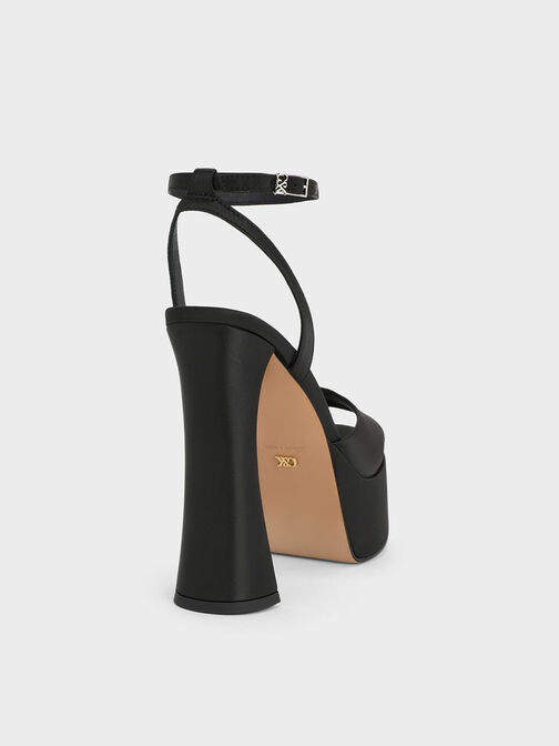 Michelle Recycled Polyester Platform Sandals, Black Textured, hi-res