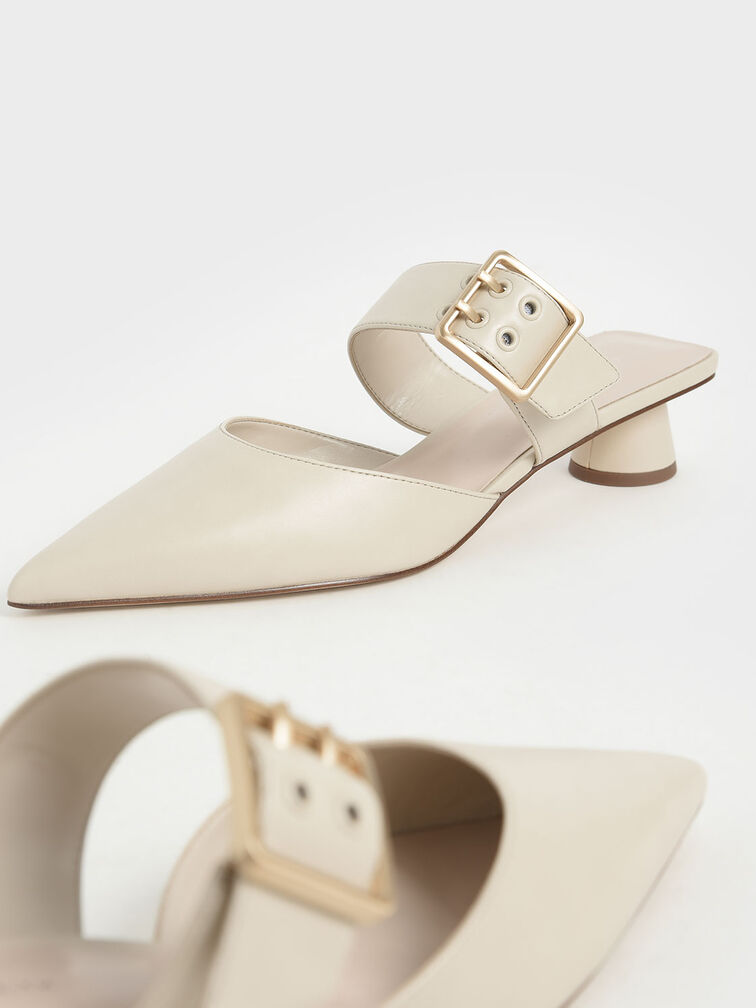 Grommet Buckle Mules, Chalk, hi-res