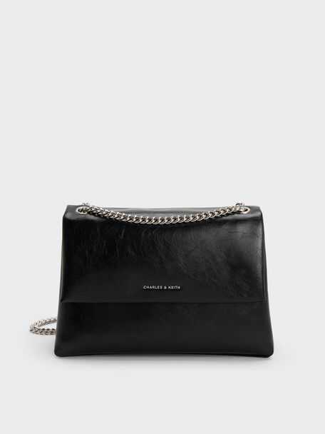 Sianna Chain Shoulder Bag, Noir, hi-res