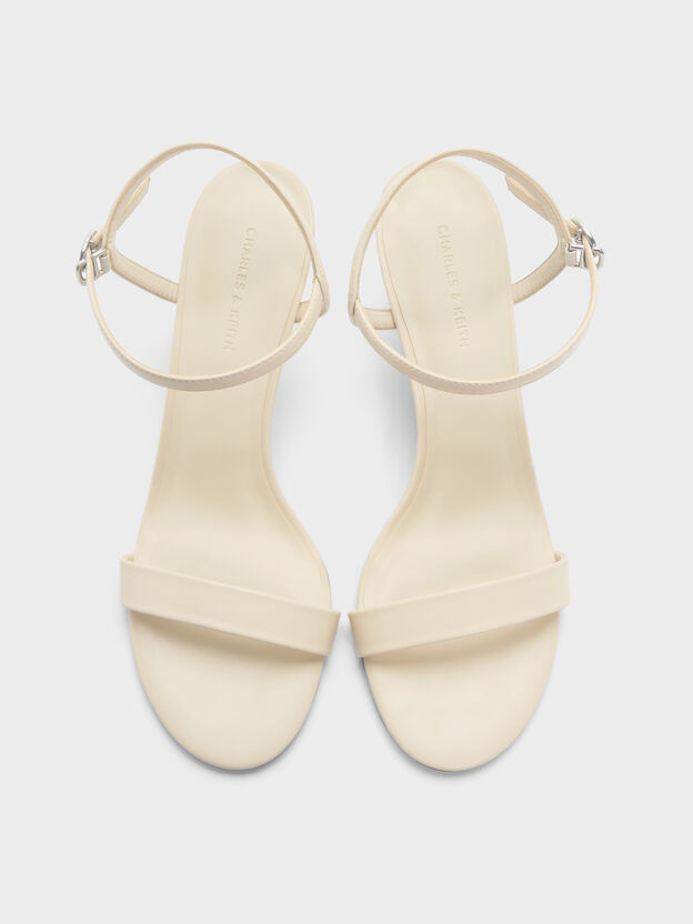 Slant-Heel Ankle-Strap Sandals, Beige, hi-res