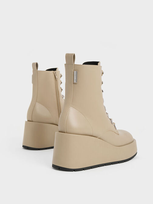 Lace-Up Platform Wedge Ankle Boots, Taupe, hi-res