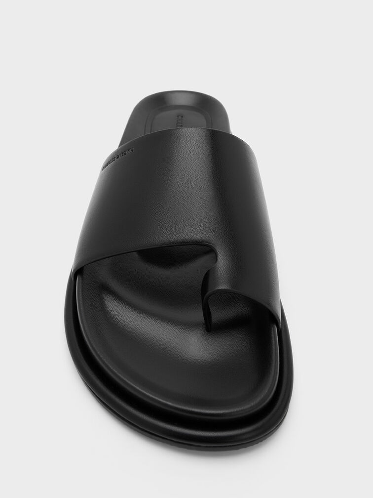 Sandalias planas con tiras anchas, Negro, hi-res
