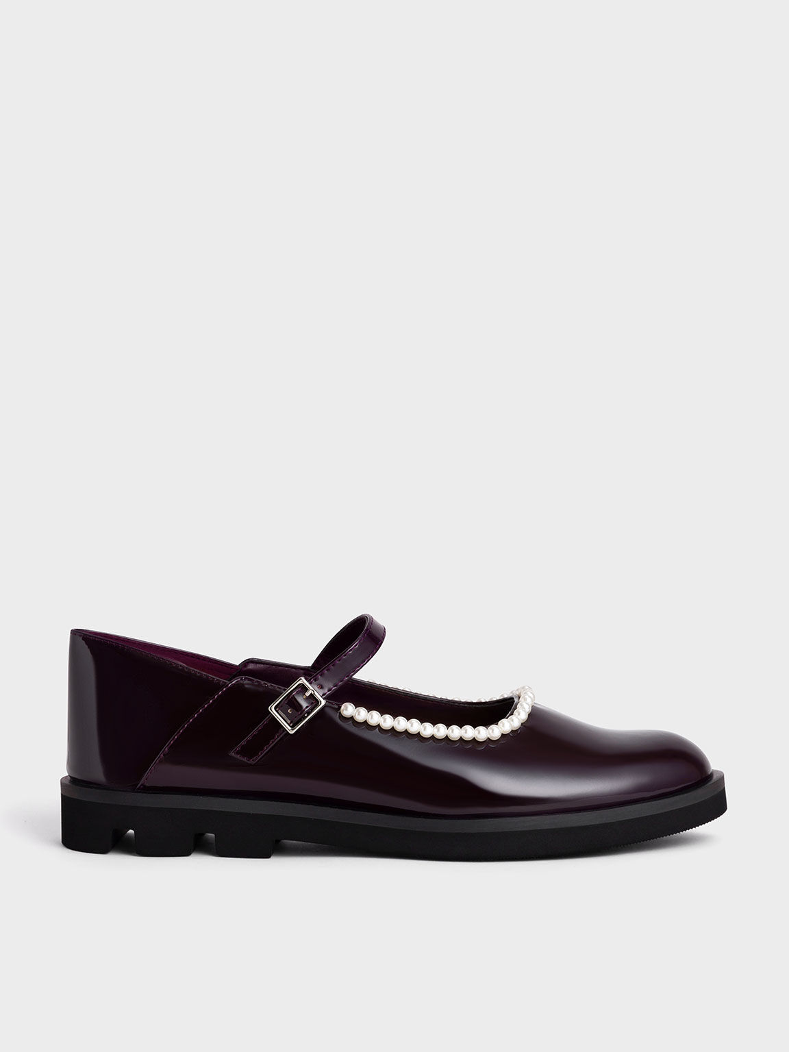 Patent Beaded Mary Janes, Maroon, hi-res