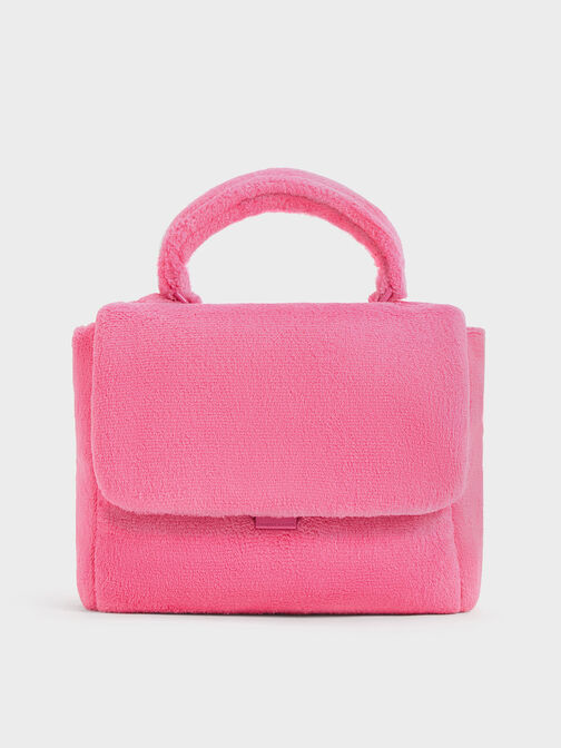 Bolso Loey texturizado con asa superior, Rosa, hi-res