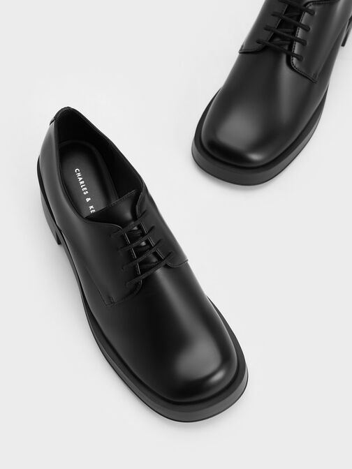 Block Heel Lace-Up Oxfords, Black Box, hi-res