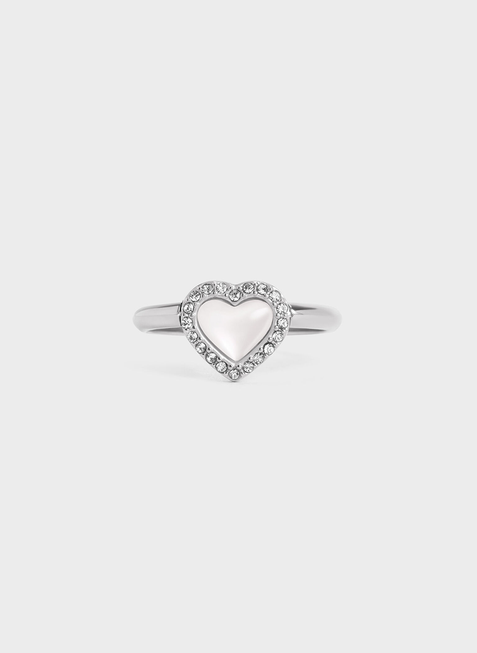 Anillo Annalise con cristal y piedra de corazón, Plateado, hi-res