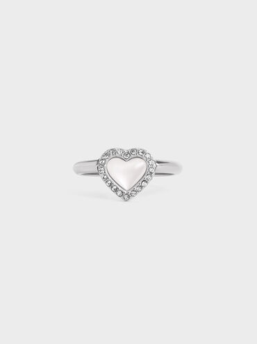 Annalise Crystal Heart-Stone Ring, Silver, hi-res