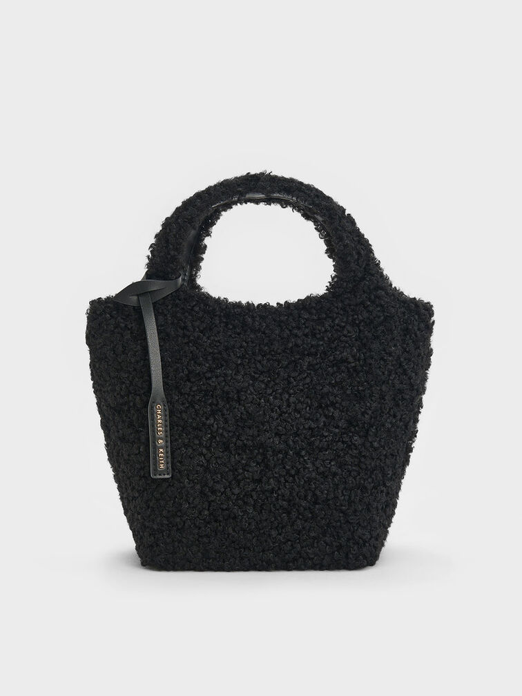 Arlys Furry Tote Bag, Noir, hi-res