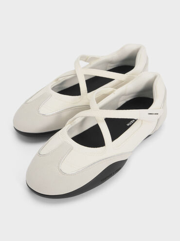 Mika 交叉帶運動瑪莉珍鞋, 白色, hi-res