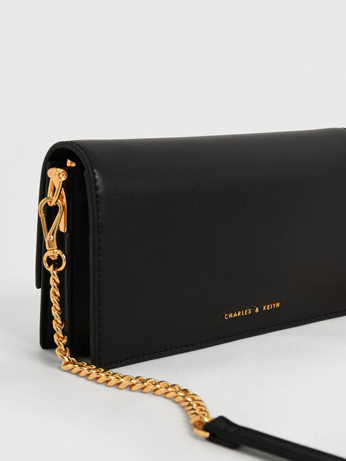 Tallulah Metallic Push-Lock Wallet, Negro, hi-res