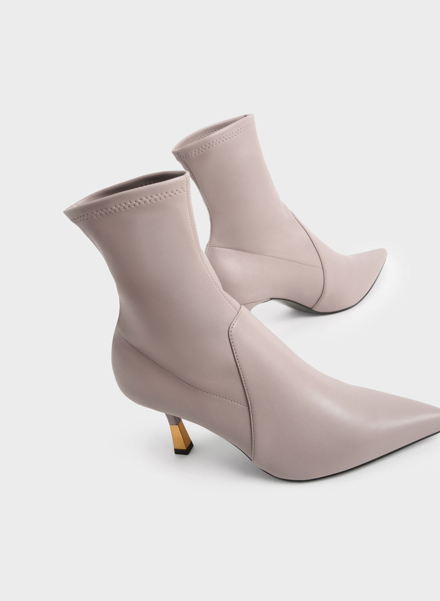 Kitten Heel Ankle Boots, Taupe, hi-res