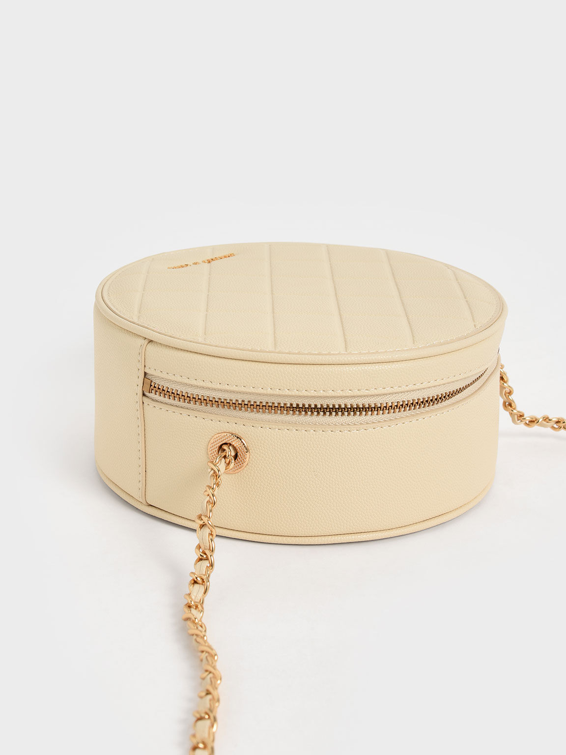 Beige Kwan Quilted Circle Bag CHARLES KEITH SG