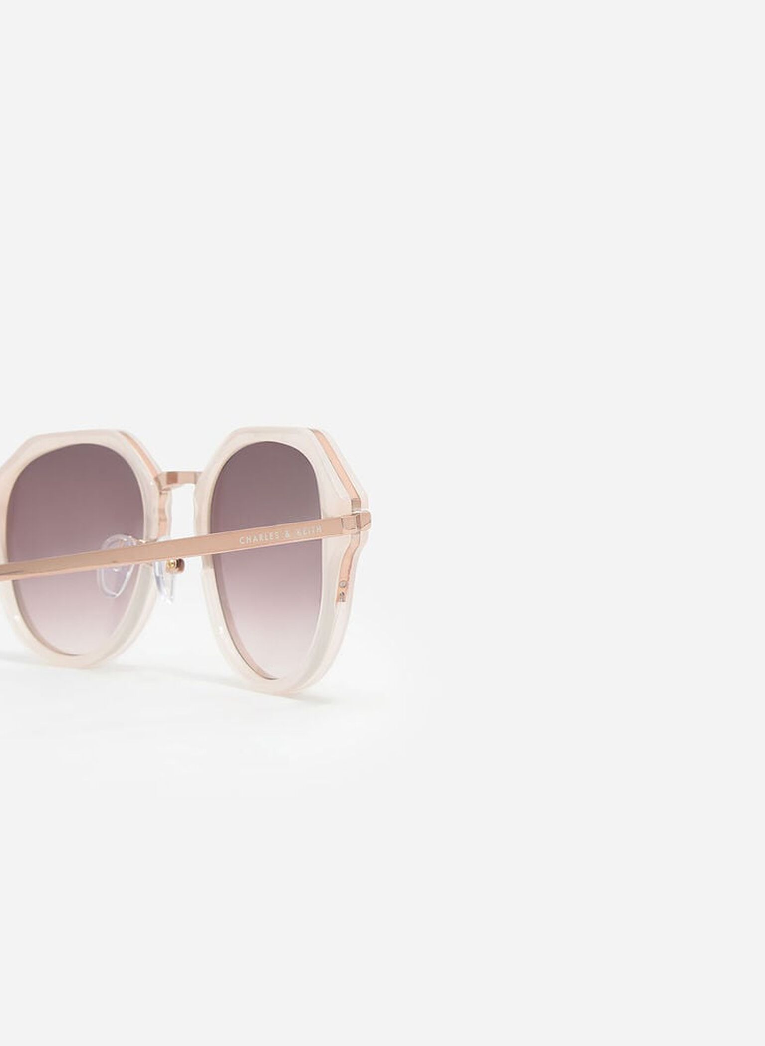 Solana Angular Oval Sunglasses, Pink, hi-res