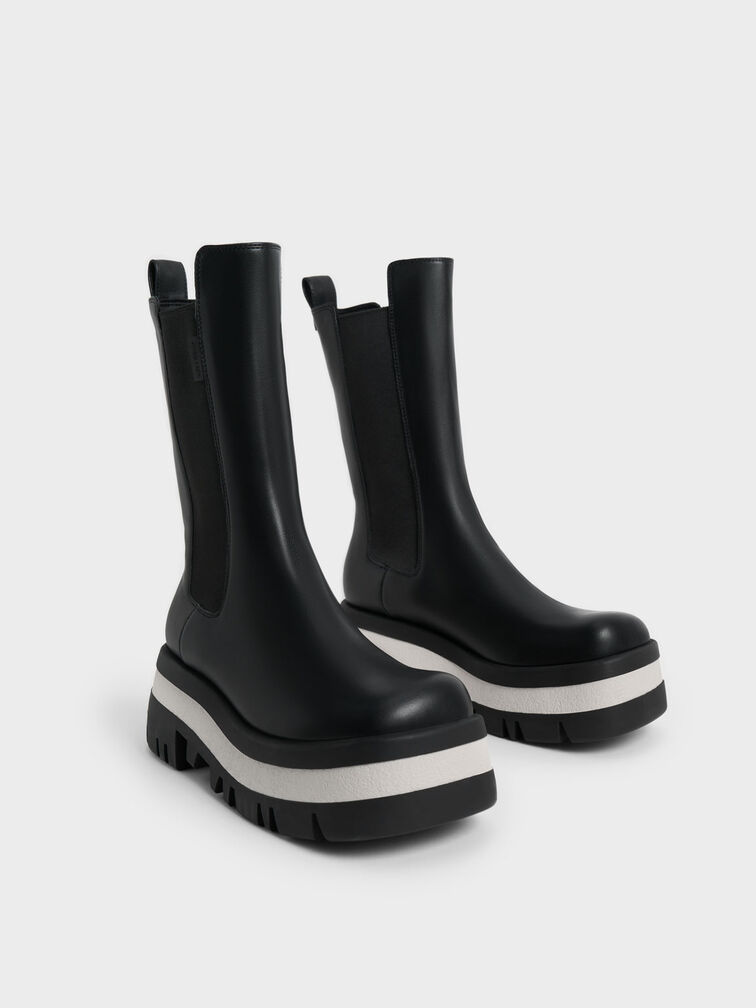 Rainier Platform Chelsea Boots, Black, hi-res