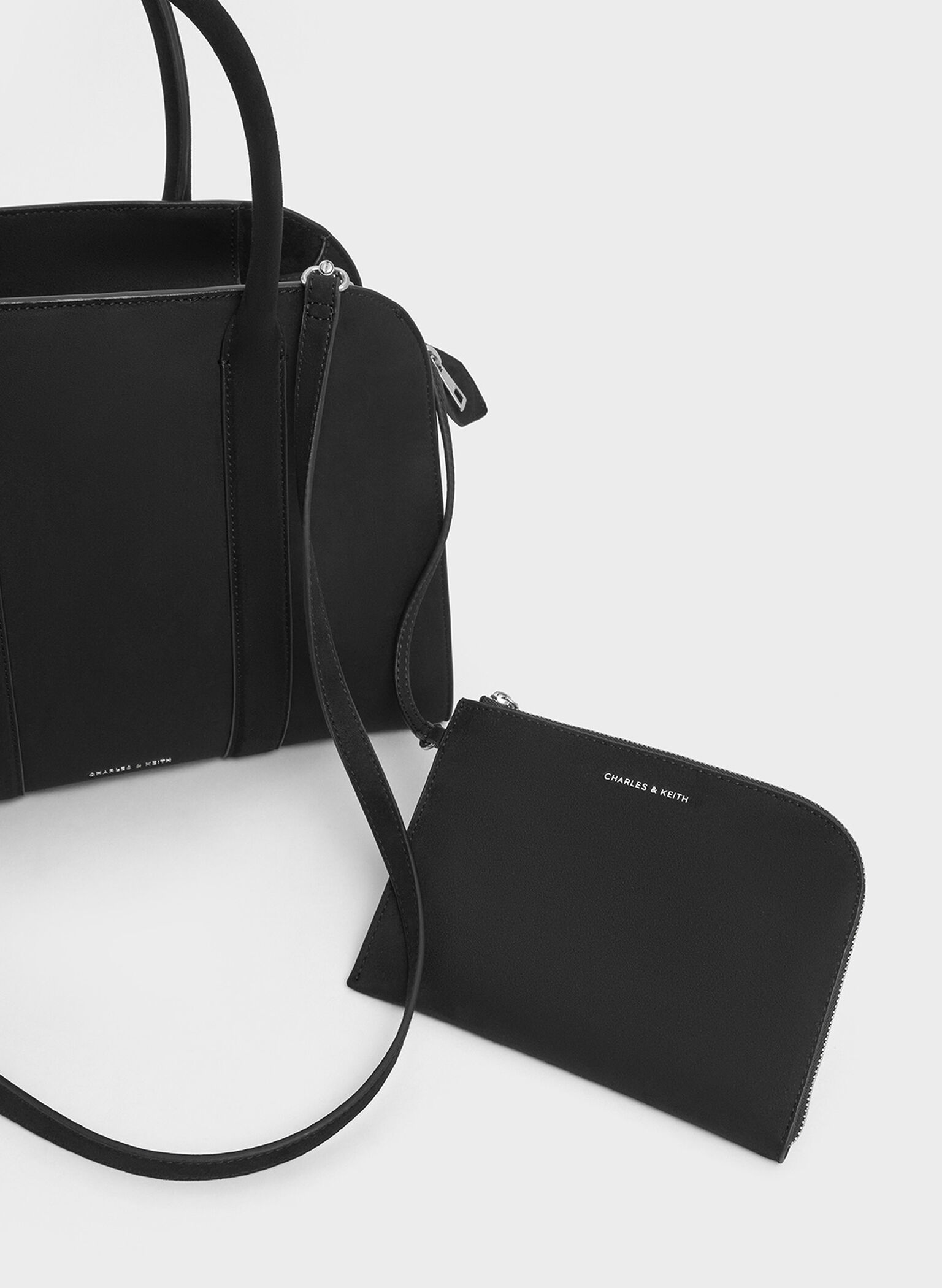 Axel Faux Suede Bowling Bag, Black, hi-res