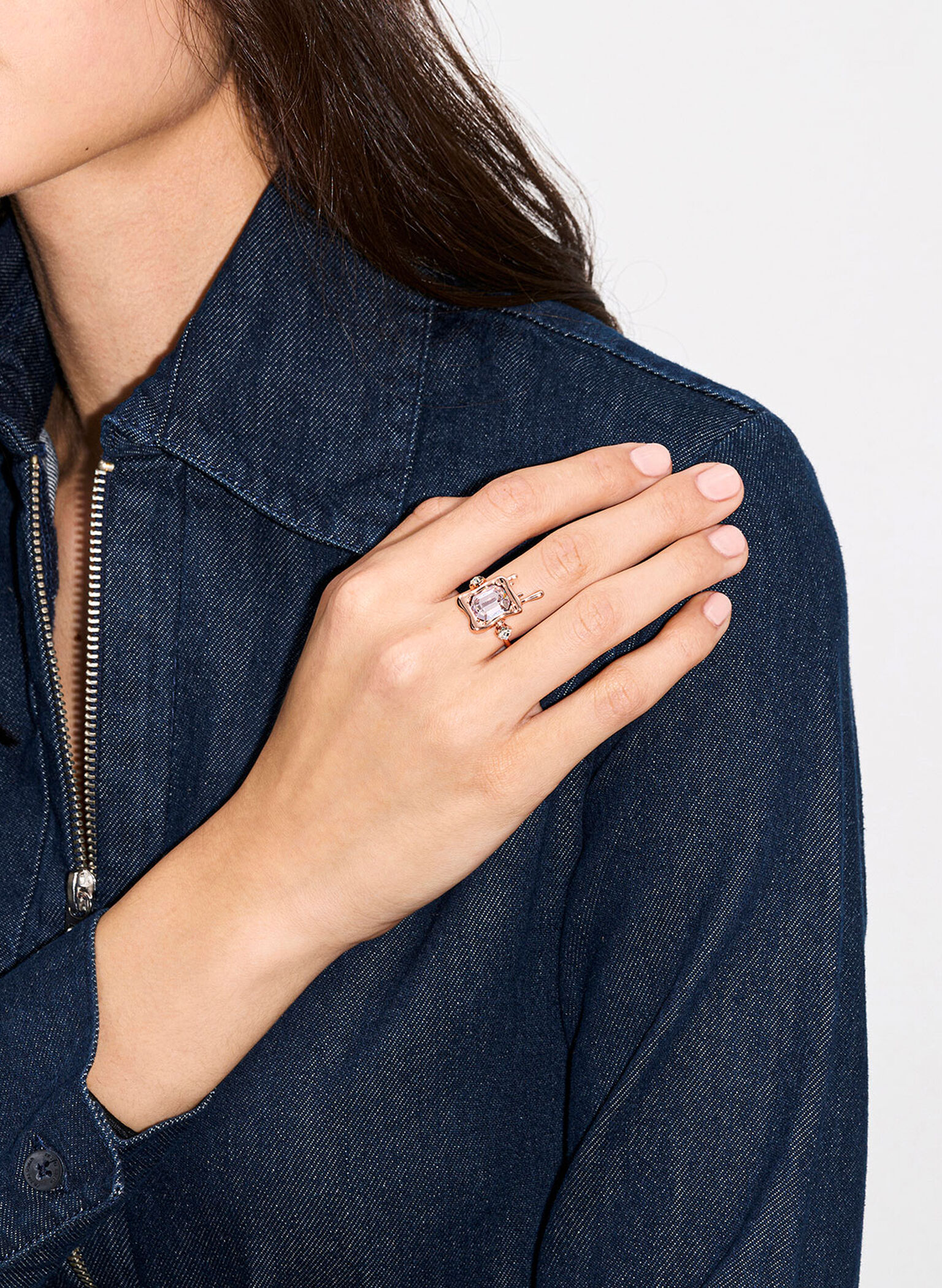 Zira Crystal Sculptural Ring, Rose Gold, hi-res