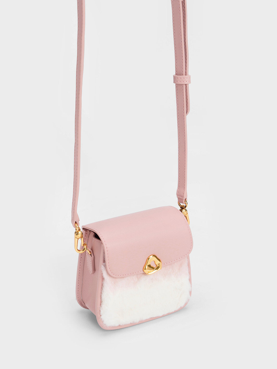 Moira Furry Braided Handle Pouch, Light Pink, hi-res