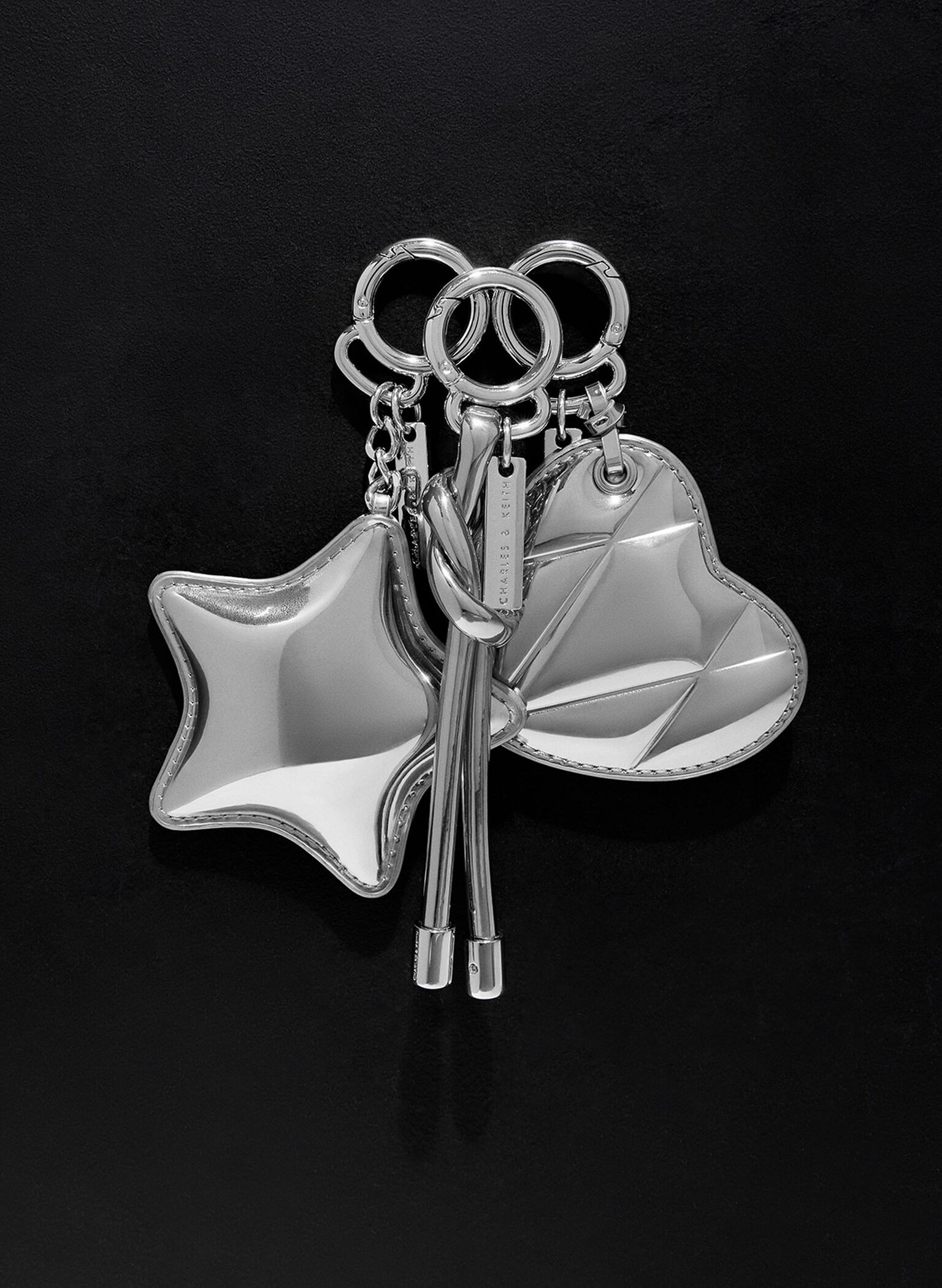 Metallic Knotted Rope Charm, Silver, hi-res