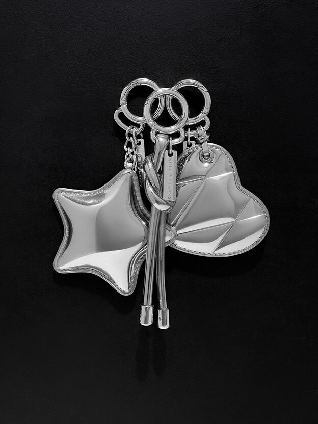 Metallic Knotted Rope Charm, Silver, hi-res
